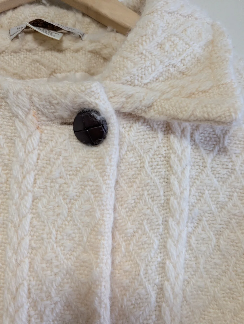 Boyne Valley Weavers Wool Coat Ireland Cream Double Breasted M